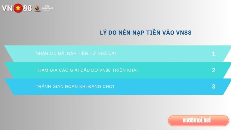 Gửi tiền vào nhà cái VN88 sẽ mang đến cho người chơi nhiều lợi ích thiết thực