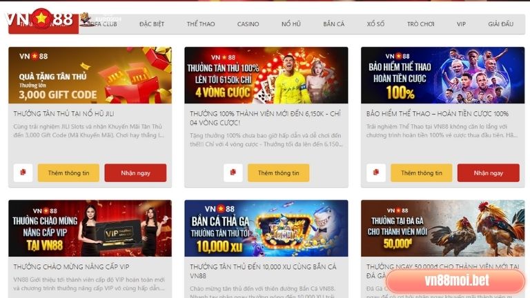 Khuyến mãi VN88 có sự đa dạng, bất kể là ai cũng nhận được ưu đãi từ nhà cái