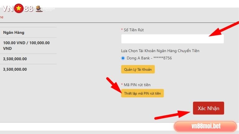 Nhấn xác nhận để hoàn tất quá trình rút tiền qua ngân hàng