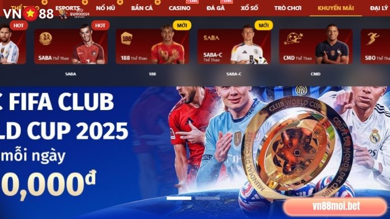 Thể thao VN88 cung cấp tới người chơi 6 sảnh cược khác nhau, thỏa sức tham gia